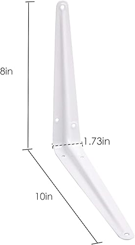 Miniatura 9 de KINJOEK Paquete de 24 soportes de estante de 10 x 12 pulgadas, estantes angulares de pared de metal resistente, soportes de estante blancos con