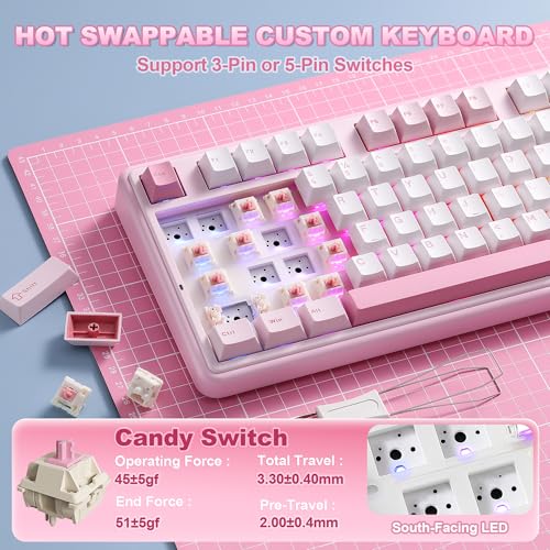 Image of YUNZII B98 PRO 96% Wireless Mechanical Keyboard(Pink, Candy Switch)