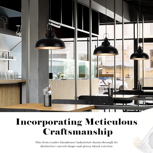 GUIHUALOVE Black Pendant Lights Kitchen Island, 2 Pack Kitchen Island Lighting, Farmhouse Pendant Light Fixtures (11.41" W), Island Pendant Light for Kitchen, Dining Room, Bedroom by GUIHUALOVE - Used condition - Image 5