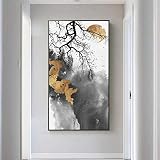 IRRYNJ Vallée Affiche Aquarelle Montagne Toile Tableau Peinture Moderne créatif Jaune Soleil Arbre Murale Art Tableaux pour la Decoration de la Maison 50x100cmx1 Pas de Cadre