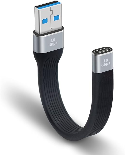 Maxhood USB-C to USB 3.1 Adapter 10Gbps, USB C Female to USB A Male Adapter Cable, USB C to USB A Adapter Charger Soft Flat Short Cable with OTG Compatible with iphone, Samsung Galaxy, Macbook