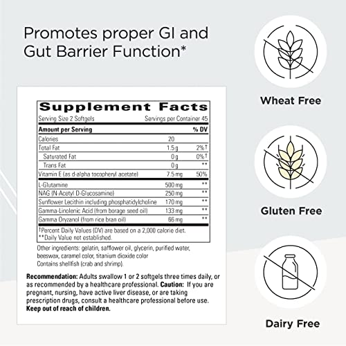 Integrative Therapeutics Permeability Factors - Intestinal Permeability Complex - Gut Health Supplement With Vitamin E, Amino Acids & Safflower Oil - Gluten Free - Dairy Free - 90 Softgels #TOP1