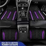 Skechers Mats de voiture, Tapis de voiture en caoutchouc lourd ensemble complet,Matières de sol tout temps,Eauproof TrimTo Fit Universal Floor Liner Accessoires de Voiture,Nattes de Sol Automotive pour les Camions SUV,violet