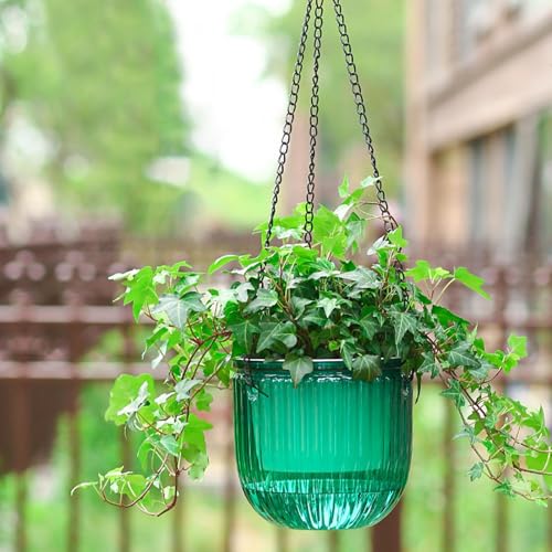 ハンギングプランター ハンギングチェーン 鉢穴付き 透明 軽量 通気 吊り鉢 ハンギングバスケット 丈夫 高耐久 褪せない 吊り下げプランター 観葉植物 鉢 飾り 屋内 室内 プランター ハンギング ハンギングポット