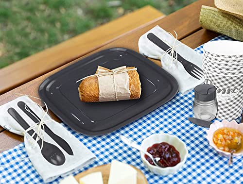 Tribello Camping Picnic Dishes Set With Case, (Set For 6) 32 Plastic Reusable Cutlery Set - Bpa Free - Microwave / Dishwasher Safe #TOP2