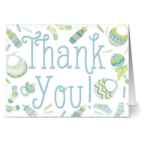 Note Card Cafe Baby Shower Card With Envelopes | 36 Pack | Blank Inside, Glossy Finish | Extra Sprinkles Blue | Bulk Pack Greeting Cards, Congrats, Invitation, Thank You For Girl Or Boy Shower #TOP5