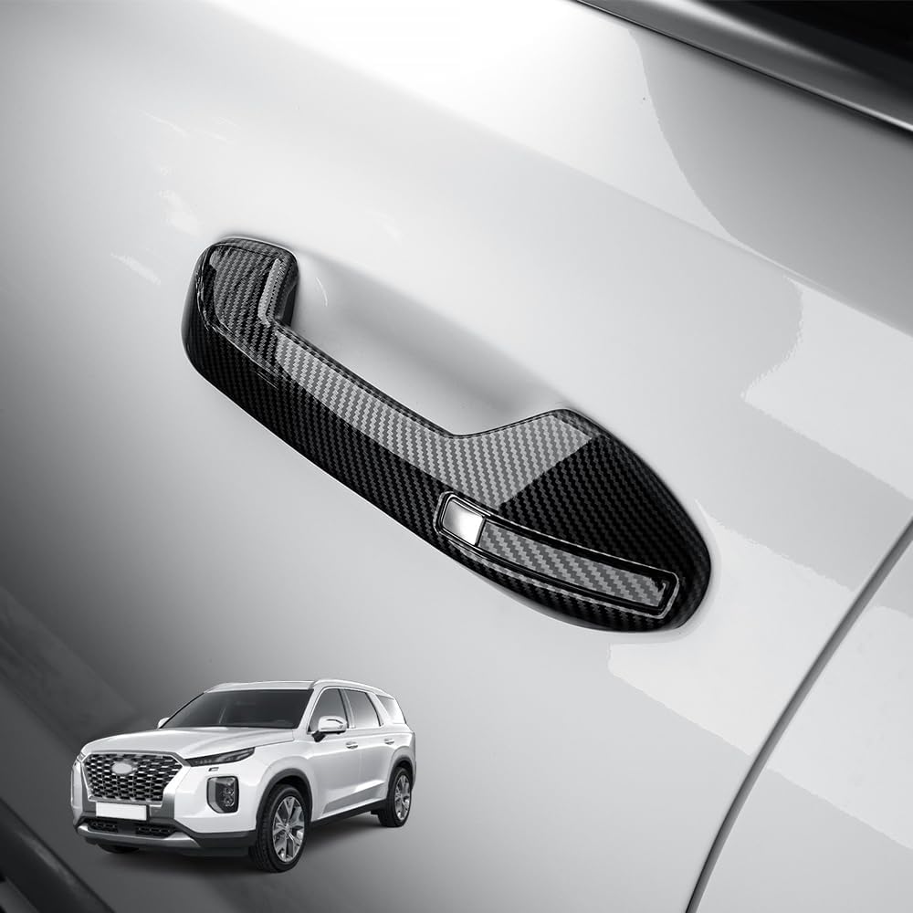 Exterior Door Handles Cover Trim Compatible with Hyundai Palisade 2020-2025 Accessories(Carbon)