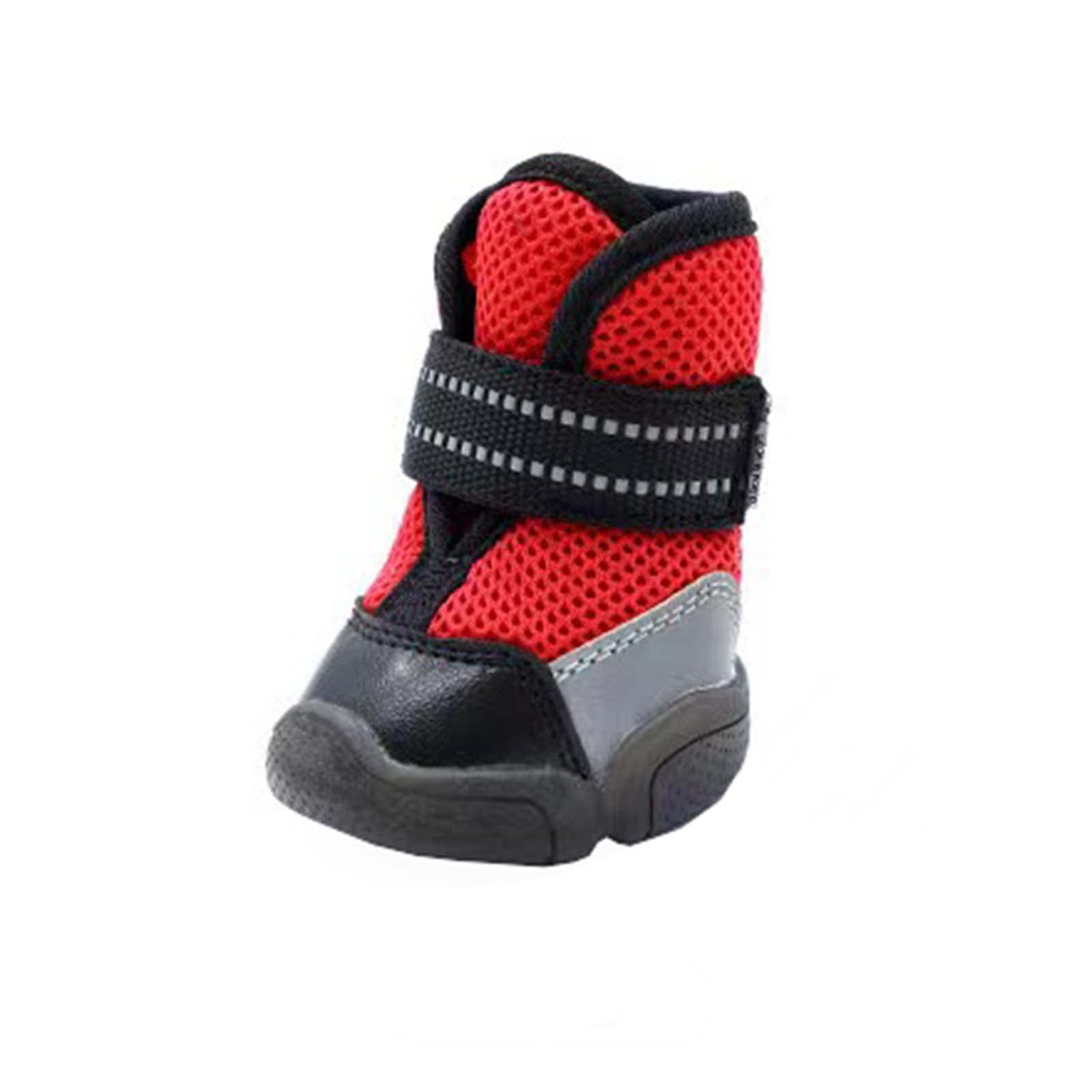 JUSHZ Hundeschuhe Wasserdicht Pfotenschutz Dog Shoes Hund Schuhe Für Große Hunde Atmungsaktiv 4er-Set Abriebfester Anti Rutsch Gegen Hitze Haustierschuhe Mesh-Tuch (4,red)