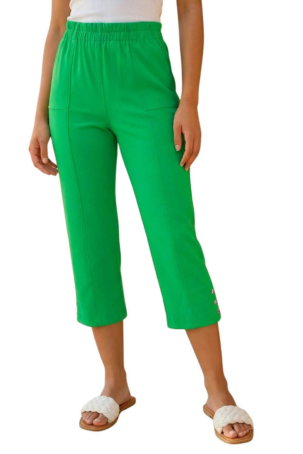 Roman Women's Green Petite Bengaline Cropped Trouser In Size 14