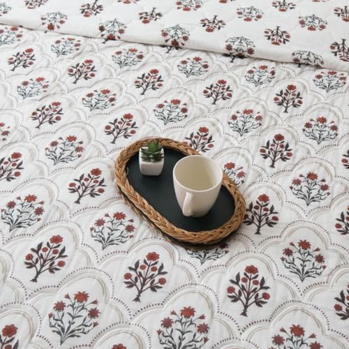 Image of Peepul Tree Hand Printed 100% Cotton Malmal Queen Bed 90 x 108 Inches