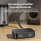 Bluetooth 6.0 audio receiver, adapter without wire 4 in 1 for home stereo, HiFi sound,Long-Range, 3D surround, HD low latency, optical/RCA/AUX/3,5 mm/coaxial, with function - Image 5