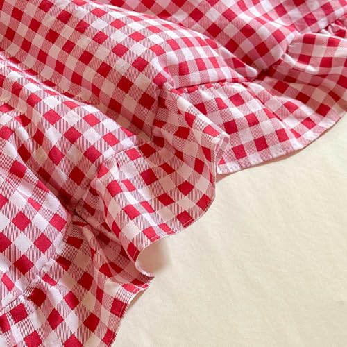Image of NSNLGSGC Red Ruffle Gingham Comforter Set Queen, Pre-Washed Ruffled Plaid Checked Comforter Bedding, 3 Pieces Vintage Farmhouse Grid Bedding Set(Red Gingham, Queen)
