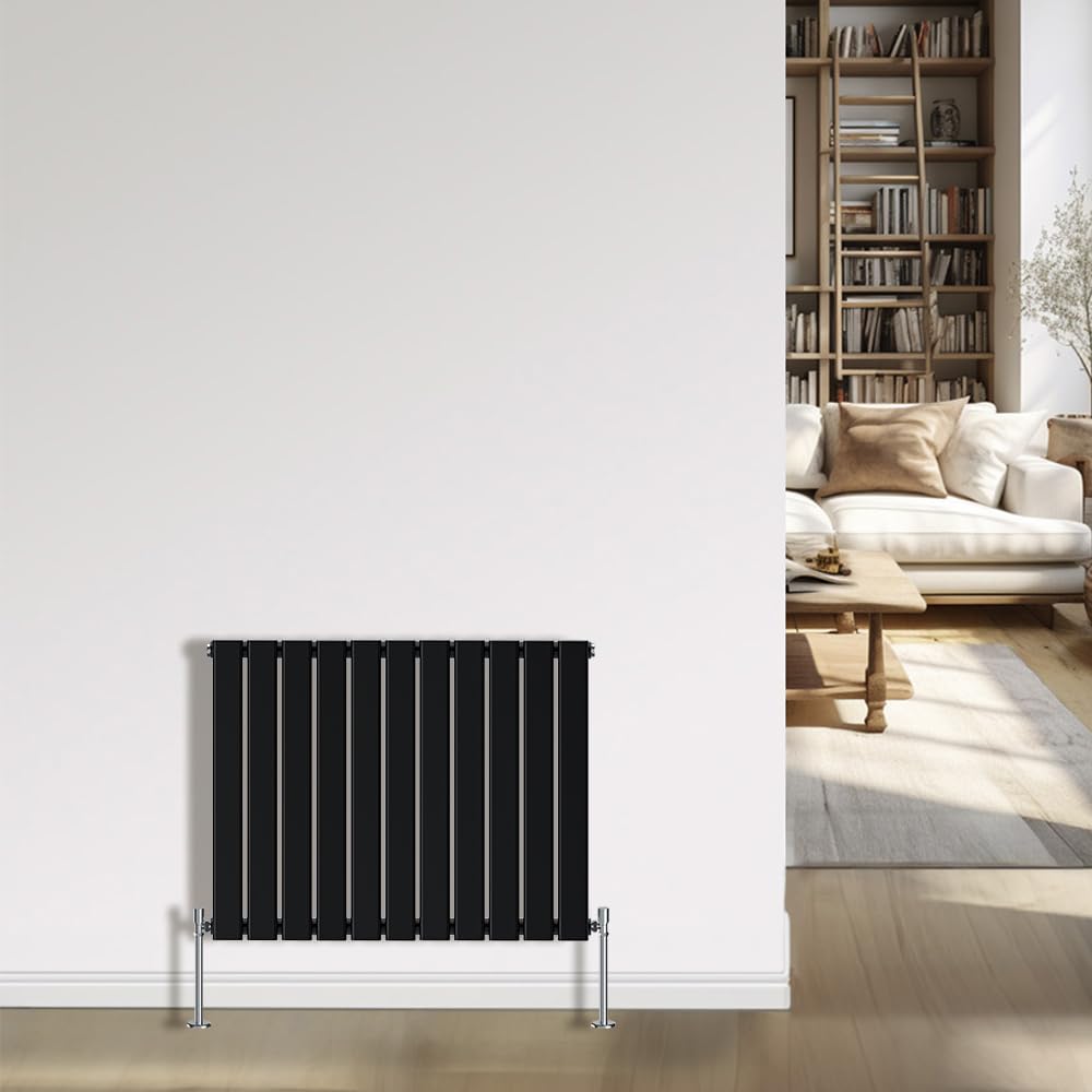 Nrg Black Radiator 600X748mm- Single Flat Panel Interior Bathroom Radiators