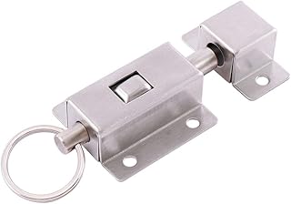 TMP1105 Hook-Latches 3 Inch Long Stainless Steel Spring Door Latch with Button Slide Lock Barrel Bolt Practical
