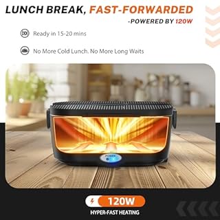 ESOHOT Heated Lunch Box,120W Electric Lunch Box for Adults with 1.5L 304 Stainless Steel Container, 12V/24V/110V Lonchera Eléctrica Portátil for Travel,Work,Car,Truck (Pure Black, 1.5L x 4)