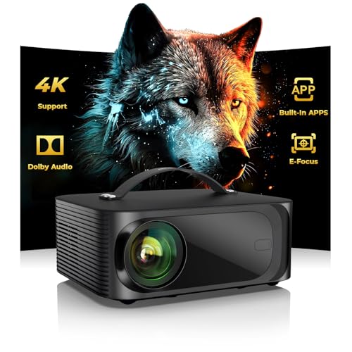 [1200 ANSI/Auto Focus/Built-in APPs] Outdoor-Projector-4K with Wifi6 and Bluetooth, Smart TV OS &...
