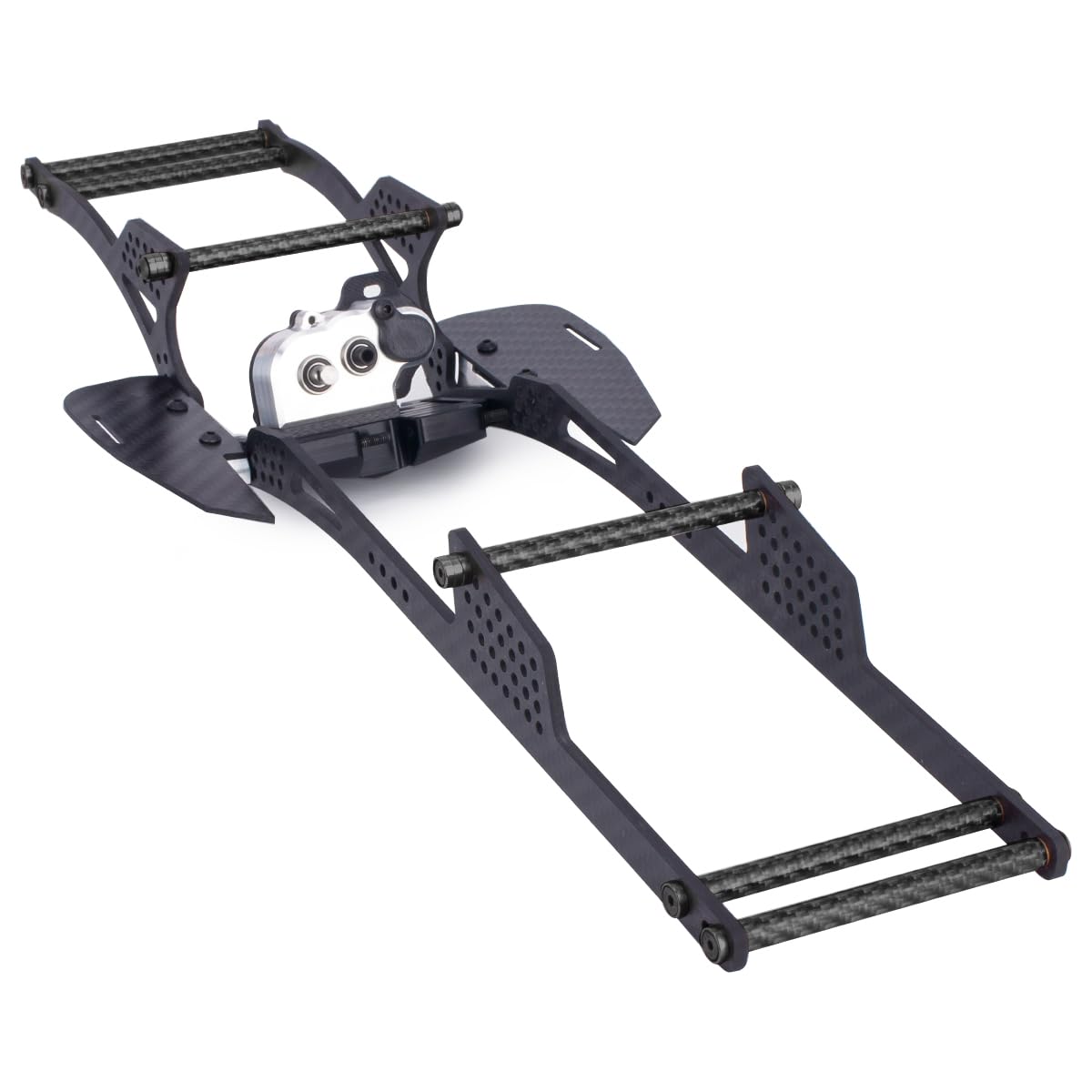 RC Performance Carbon LCG Chassis Kit with Gearbox Shock Absorber for for 1/10 RC Crawler SCX10 Capra Upgrade (Black Chassis Kit)