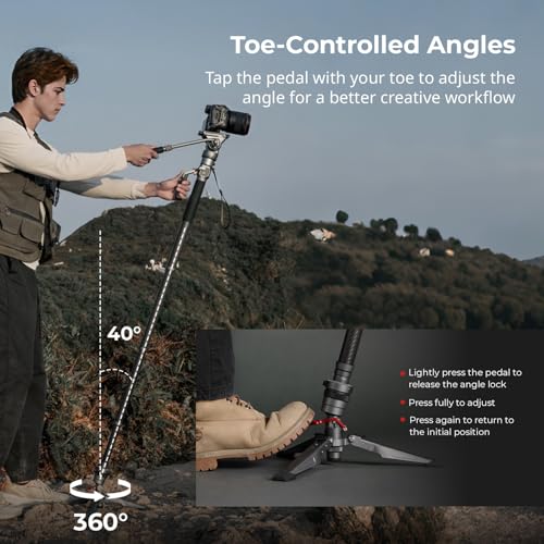 Image of SmallRig 175cm / 68.9 inch Carbon Fiber Video Monopod for Camera, Compact Camera Monopod with One-Button Lift & Lock, Max. 5kg Playload Fluid Head Fits for DJI RS and for MFT 501L