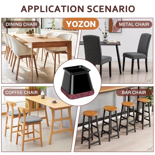 Image of YOZON Chair Leg Floor Protector Silicone Caps Felt Furniture Pads Covers | Chair Leg Protectors for Hardwood Floors Anti-Scratch Reduce Noise Black-16 Pcs Square L Fit:1-1 /8 inch ~ 1-9 /16 inch (27-40mm)