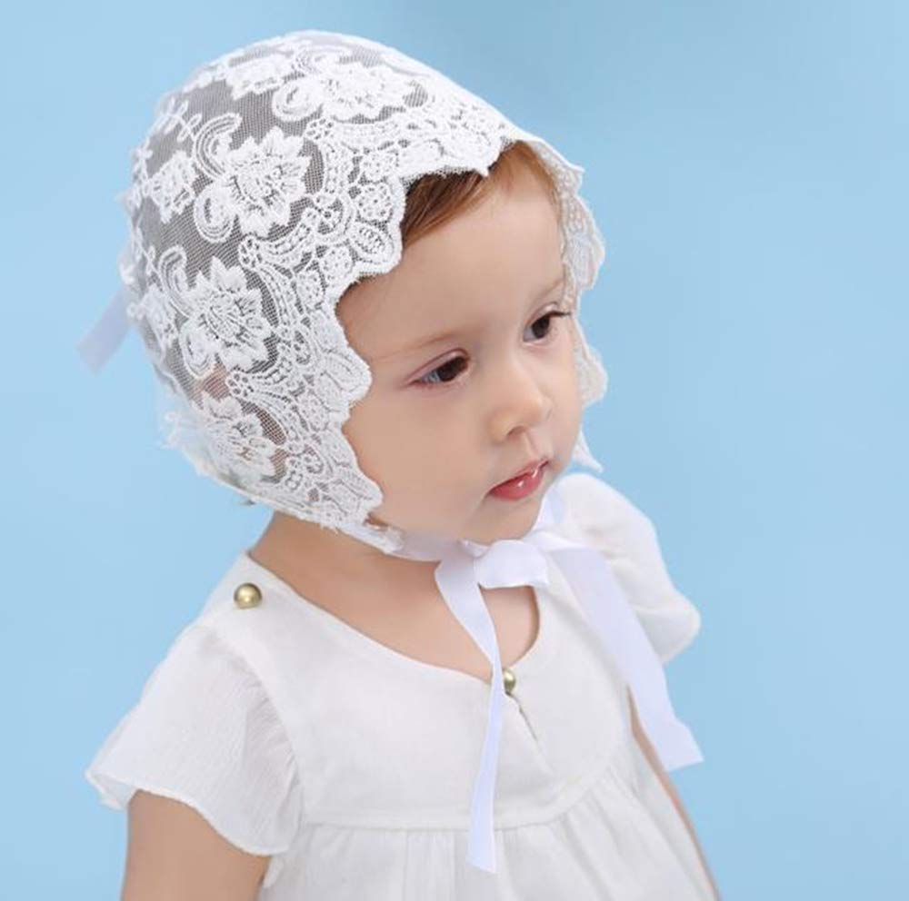 XYX Señoras niños pequeños Breath Lacy Bonnet Eyelet Algodón Ajustable Sombrero de Protección Solar
