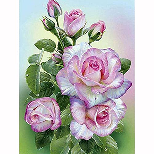 Peinture Diamant 5D Rose Grand Format avec Kit Point de Croix