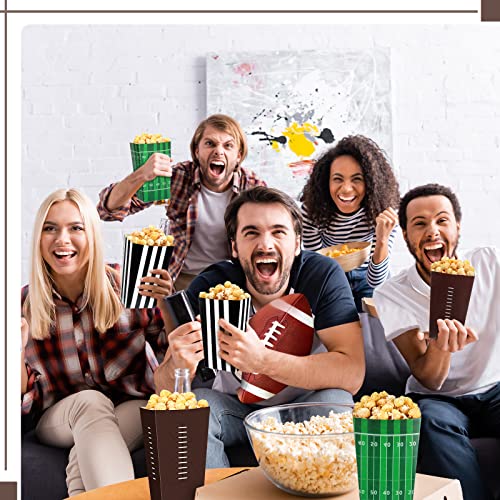 Image of Sinmoe 48 PCS Football Popcorn Boxes Football Party Supplies Decorations Football Party Favor Bags Football Popcorn Holder for Football Theme Birthday Decor Baby Shower Theater Carnival