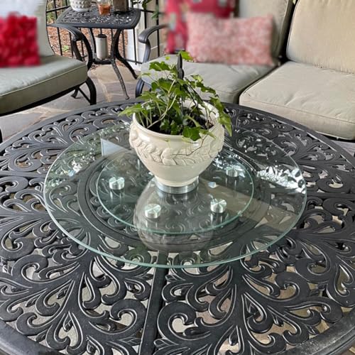 30" Glass Lazy Susan for Dining Table with 6 Rotating Wheels Table Top Centerpiece Kitchen Turntable Large Round Silent & Smooth Spin (Φ 30 Inch) by Jalidun - Image 2