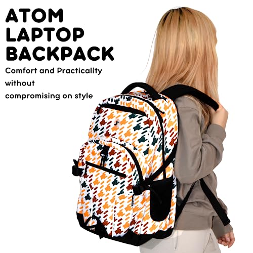 Image of J World New York Atom Laptop Backpack - Ergonomic Backpack for School with Air Mesh Padded Shoulder Straps - 600D Polyester Work Backpack for Men and Women - Stylish Design (PALM LEAVES)
