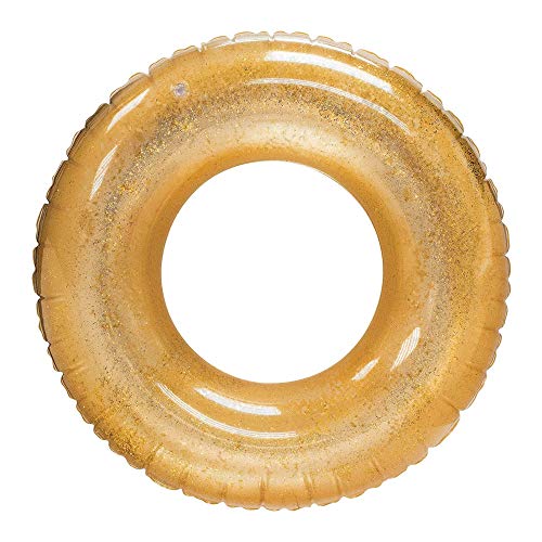 Boxgear Gold Glitter Swim Ring for Pool Beach Lake Glitter Pool Inflatable Swim Tube Glitter Swim Ring for Kids, Adults Glitter Pool Floating Tube Inflatable Pool Float Glitter Pool Ring (36 Inch)