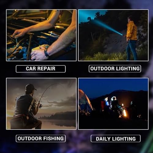 A70 Torcia tattica a LED, torcia elettrica da esterni, forte luce, ricaricabile tramite USB, 1500 lumen, torcia per campeggio, torcia super luminosa, torcia elettrica forte Earc, torce per emergenze