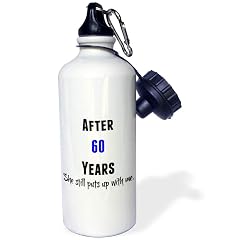 3dRose 60 Years She Still Puts Up With Me Black And Blue Letters-Sports Water Bottle 21oz 21 oz