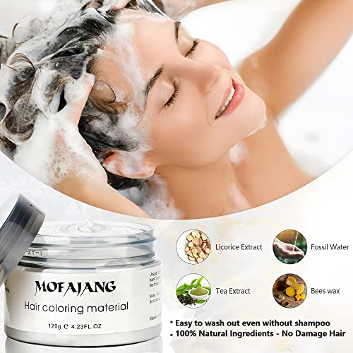 volluck white hair color wax pomades 423 oz - natural hair coloring wax material disposable hair styling clays ash for cosplay party white