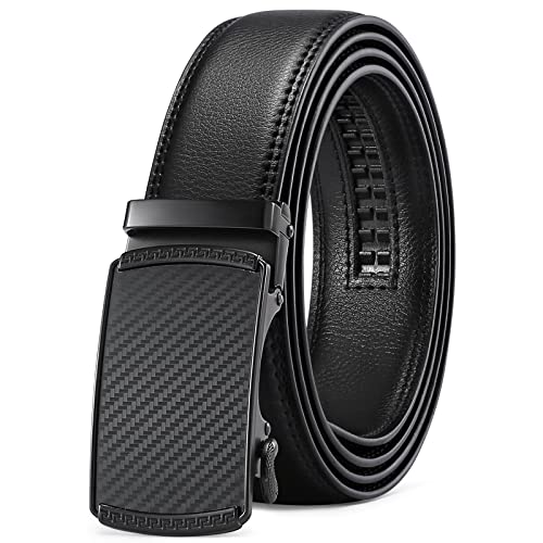 SENDEFN Cinturón Hombre Cuero, Cinturones Piel con Hebilla Automática, Cinturones sin agujeros para pantalones de traje informal Trajes de mezclilla, 105-135 cm de Longitud Cover