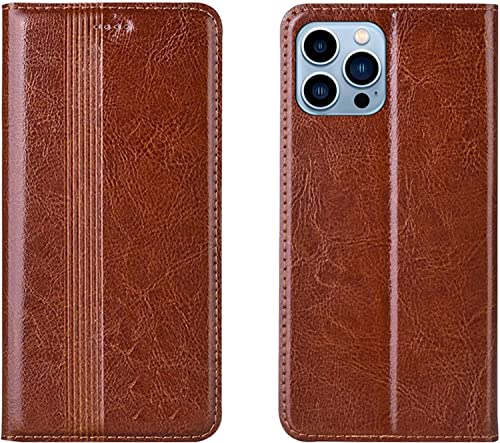 Funda para iPhone 14 Pro Max de piel genuina antirrayaduras con cierre magnético seguro
