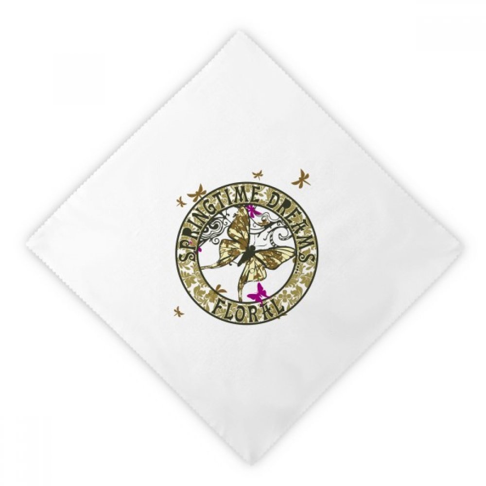 Servilletas reutilizables lavables de tela blanca con mariposas para almuerzo, pack de 2