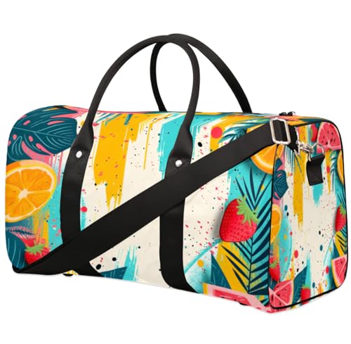 Travel Duffle Bag Tropical Palm Fruit Gym Bags for Men Women Travel Duffel Bags with Adjustable Shoulder Strap Carry On Weekender Bag