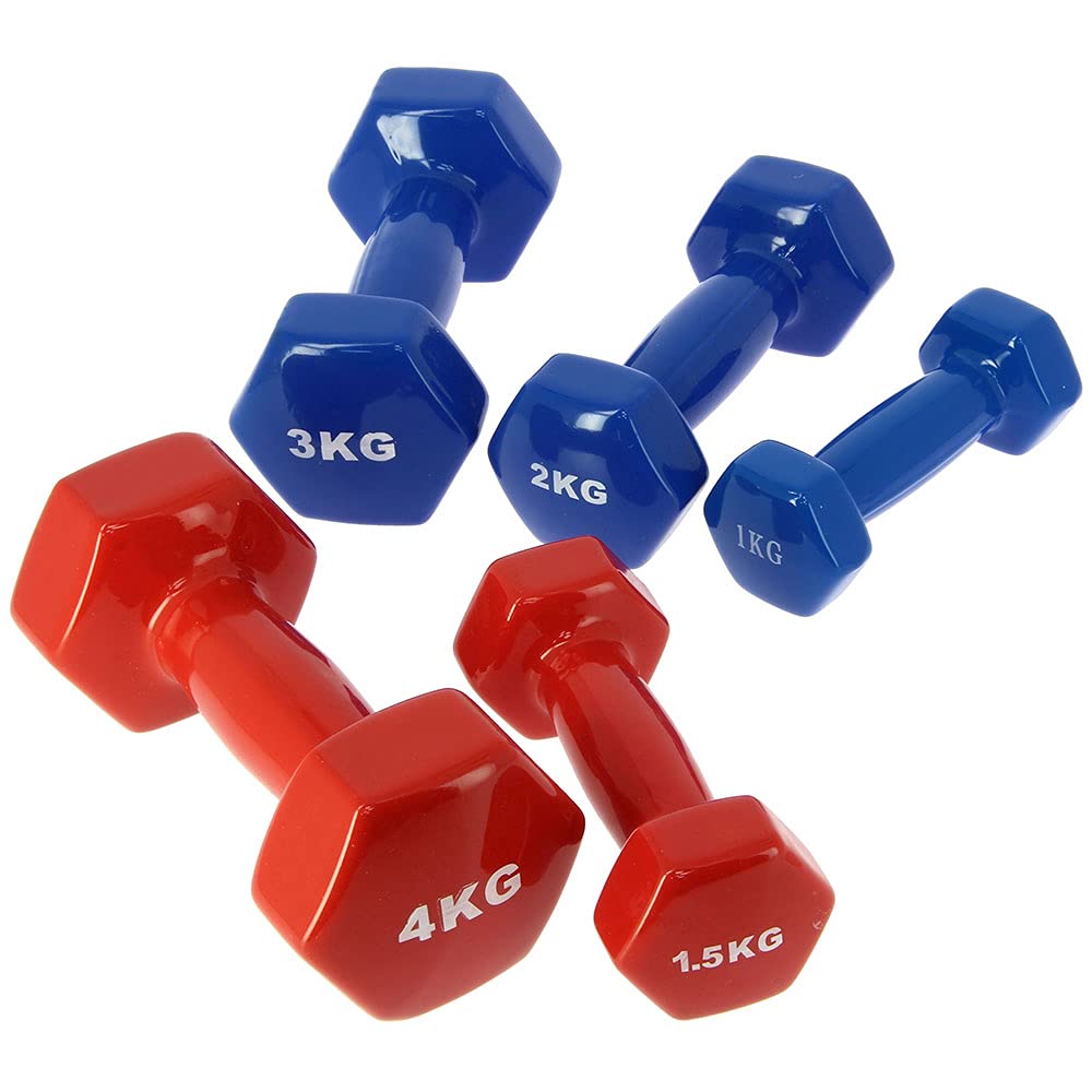 DNA Leisure Set Of 2 x Dumbbells Gym Weights Non Slip Iron Vinyl Coating 1kg 2kg 3kg 4kg For Women And Men (2 X 1.5KG Dumbbell)