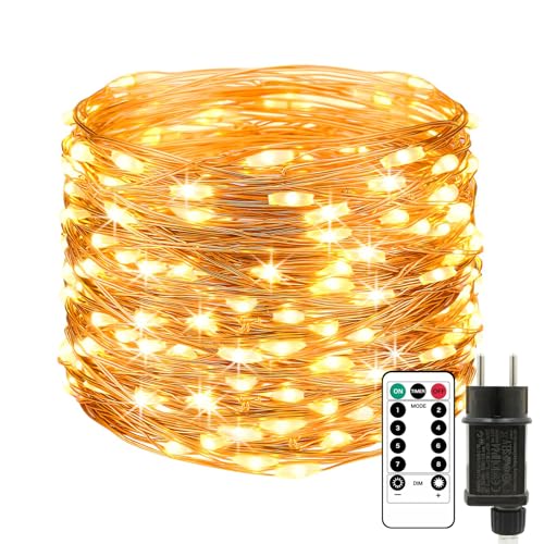 Liyade 10M LED Lichterkette aus Kupferdraht, 100LEDs Warmweiß...