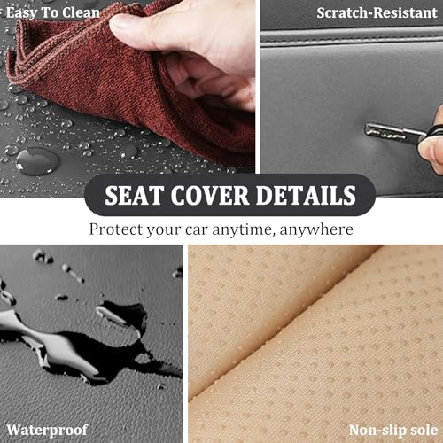 Image of Car Seat Covers Front Seats for Kia Telluride 2020-2026, Anti-Slip Full Coverage Car Seat Covers, Waterproof Nappa Leather Car Seat Cover Sets(2 Seats /Gray Black)
