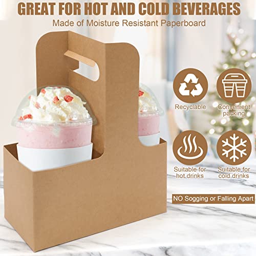 Becherträger Pappe Kaffee Getränkehalter Getränketräger 25 Stück Kraftpapier 2 Tassen für Lebensmittel, zum Herausnehmen, Bar, Restaurant, Café, Zubehör, passend für die meisten Getränkebecher