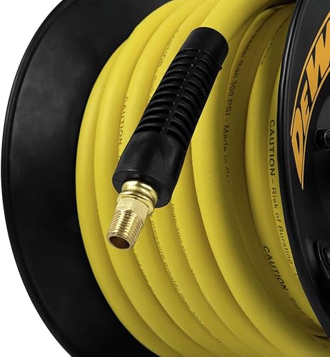 Miniatura 8 de DEWALT DXCM024-0348 - Carrete de manguera manual de 38 pulgadas x 50 pies con manguera de goma, color amarillo