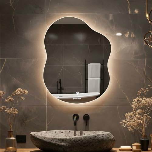 Image of Plantex LED Bathroom Mirror with 3 Tone /Designer Mirror for Living Room /Bedroom /Dressing Room - Cloud Shape (18 x 24 Inch)