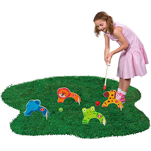 Jacootoys Holz Krocket Set Spiel Crocket für 2 Spieler Kinder Erwachsene Außenbereich Krocketspiel Spielspaß für Jungen Mädchen ab 3 Jahren
