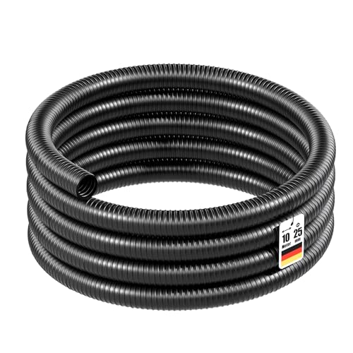 Wiltec Flexibler Förderschlauch 10m Spiralschlauch 25mm (1') schwarz mit Verstärkungsspirale Bewässerung Wasser Teich