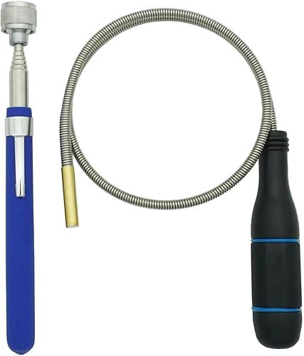 Miniatura 7 de GUTIMORE - Herramienta de recogida magnética flexible, 25 pulgadas de largo, flexible y flexible para serpiente, pastilla magnética flexible (azul)..