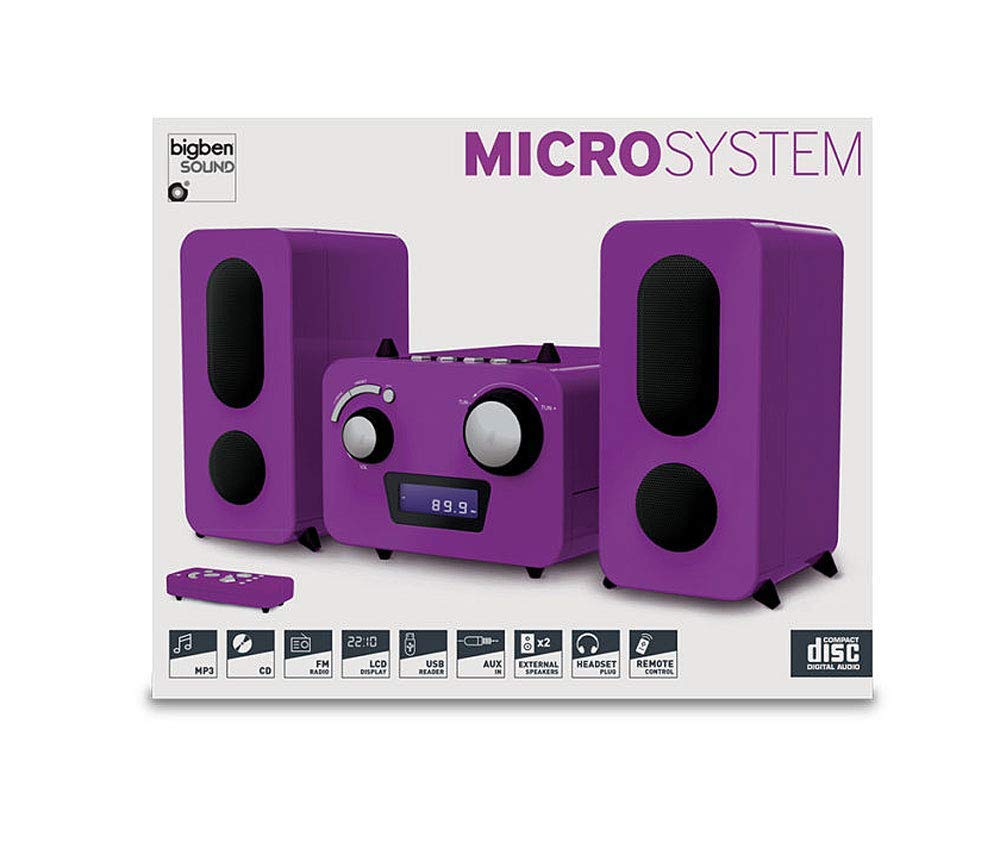Microchaîne Violette Lecteur CD - Radio PLL FM Stéréo - 2 Hauts parleurs