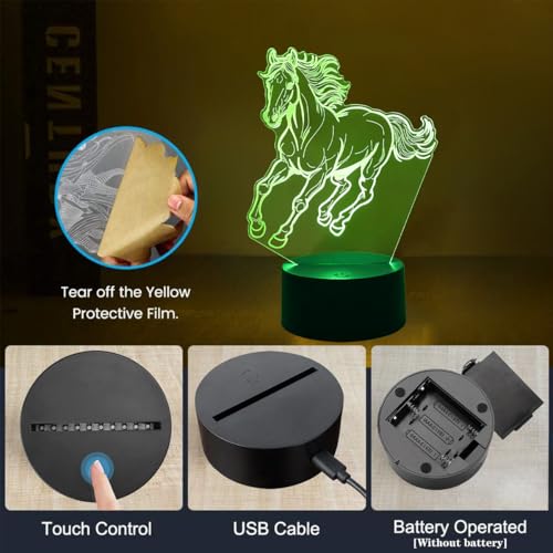 Lampe 3D Cheval Illusion 7 Couleurs LED OraTrade