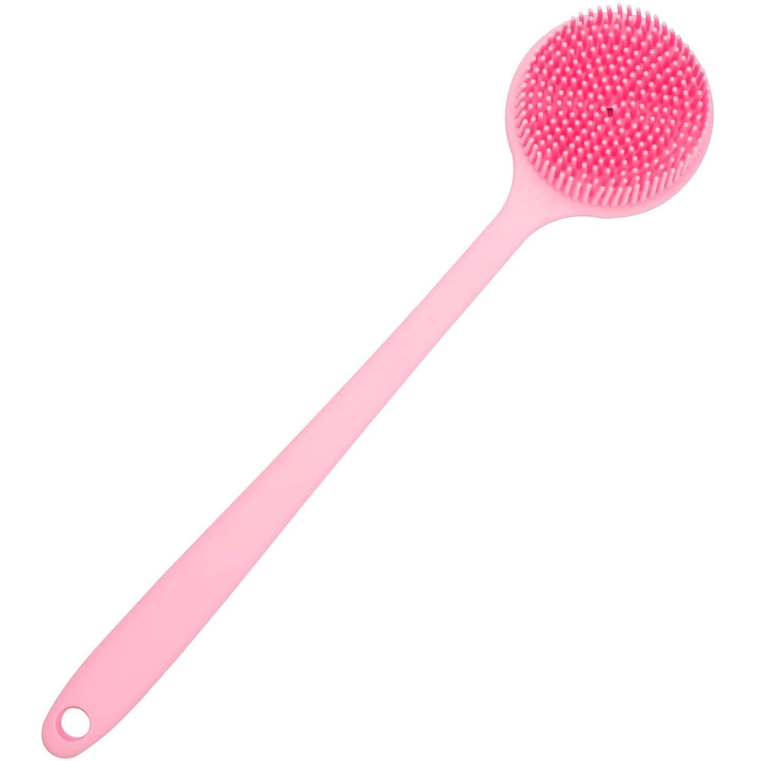 Silicone Body Scrubber for Shower with Long Handle Shower Brush for Exfoliating Skin Double Sided Shower Brush for Showers Exfoliating and Massage Long Handle Back Scrubber for Men Pink