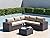 ASJMR Outdoor Patio Furniture Set, 12 Pieces Outdoor Sectional Furniture High Backrest Patio Sofa, All-Weather PE Rattan Patio Conversation Set with Coffee Table & Cushions(Brown).