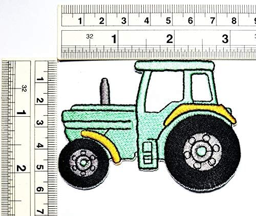 Miniatura 2 de Juego de 3 parches verdes para tractor orugas y granjeros de dibujos animados, parches para planchar para ropa de niños, ropa para coser, apliques,